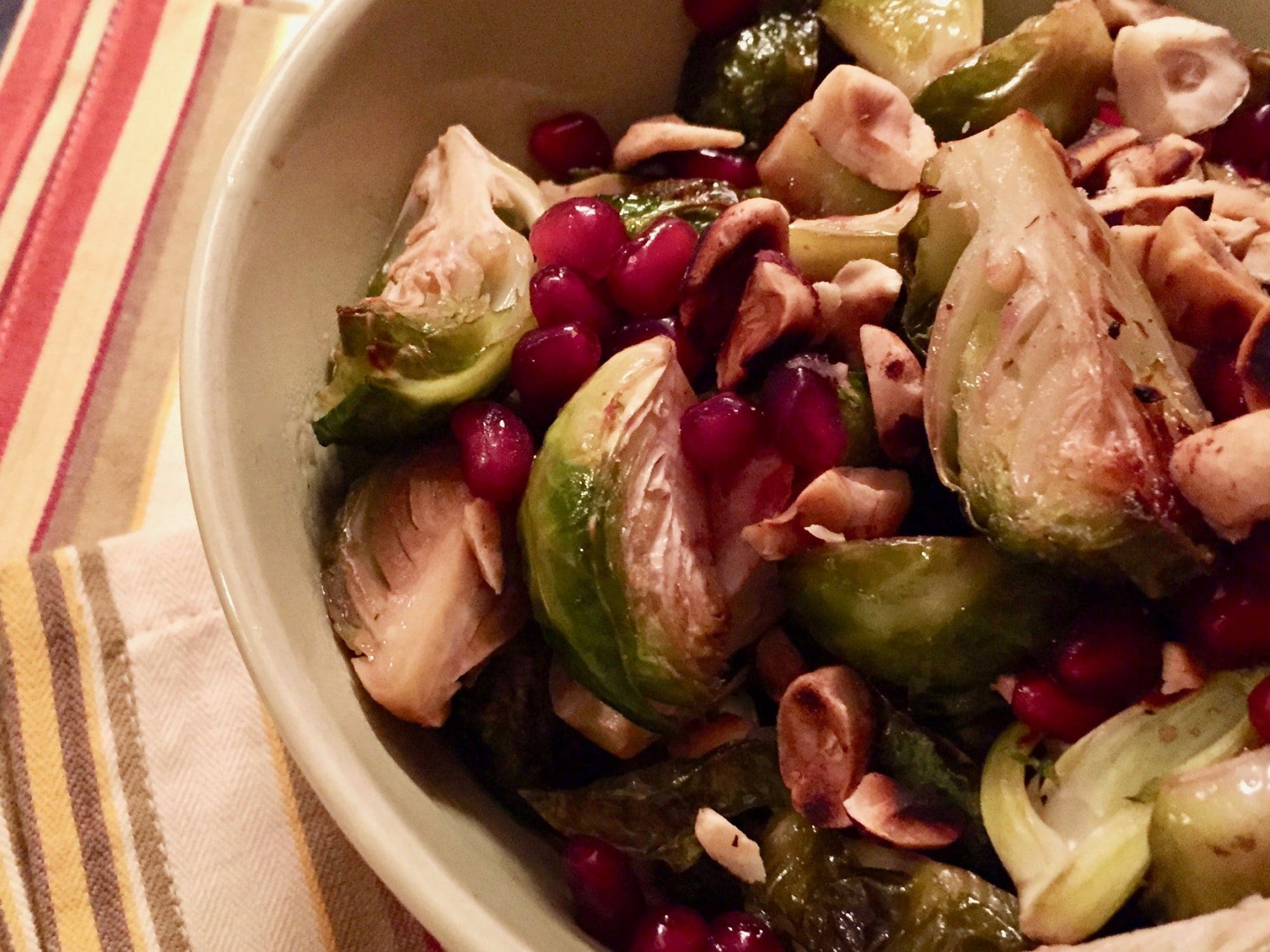 Roasted Brussels Sprouts, Hazelnuts, and Pomegranate