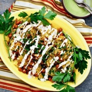 spaghetti squash & roasted chickpea salad