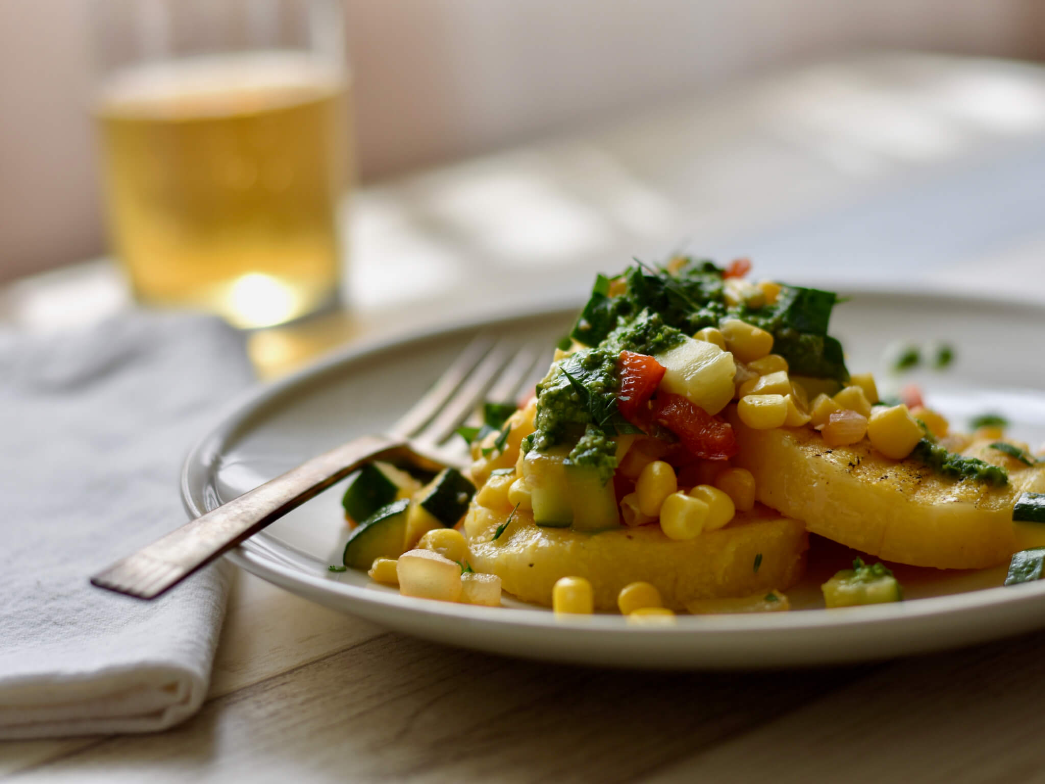 Grilled Polenta with Summer Succotash Catskill Animal Sanctuary